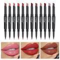 NEW 12 Color Matt Lip Stick Dual Lipstick Pen Moisturizing Lip Liner Lipstick Pen Maquiagem Professional Lipstick TSLM2