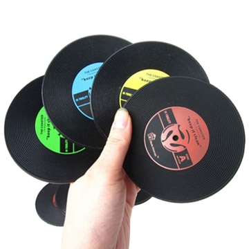 Retro CD-Design Antislip Silicone Drink Coasters Pad Cup Coffee Mat Placemat Christmas Gift 6LO2