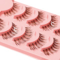 ICYCHEER Natural Soft Long Brown Fake Eyelashes 5 Pairs Makeup Beauty False Eyelashes Women's Makeup Eye Lashes Extension Set