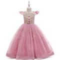 New Princess dress of Girl Kids embroidery Dress Flower Girl Toddler Elegant Dress Vestido Infantil Formal Party Dress Gold