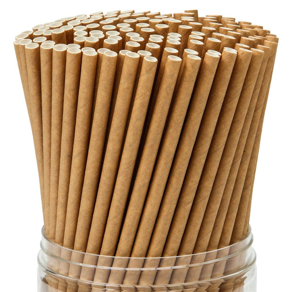 50pcs One Time Eco Friendly Vintage Kraft Paper Straws Wedding Beverage Straws Birthday Party Decoration Event Party Supplies