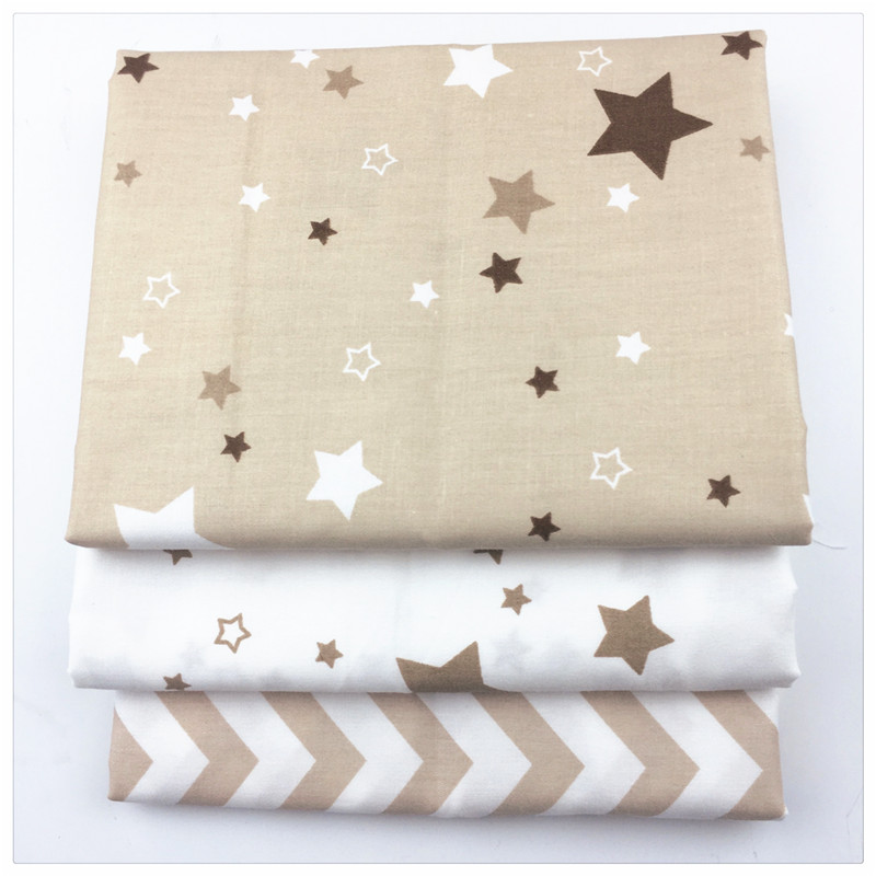 Brown Twill Cotton Fabric Diy Patchwork Tecido Fat Quarter Tissue Sewing Baby Crafts Textile Stars Wave Design Art Work Syunss
