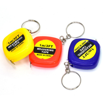 TOP 1pc 1m/3ft Easy Retractable Ruler Tape Measure Mini Portable Pull Ruler Keychain Color Random