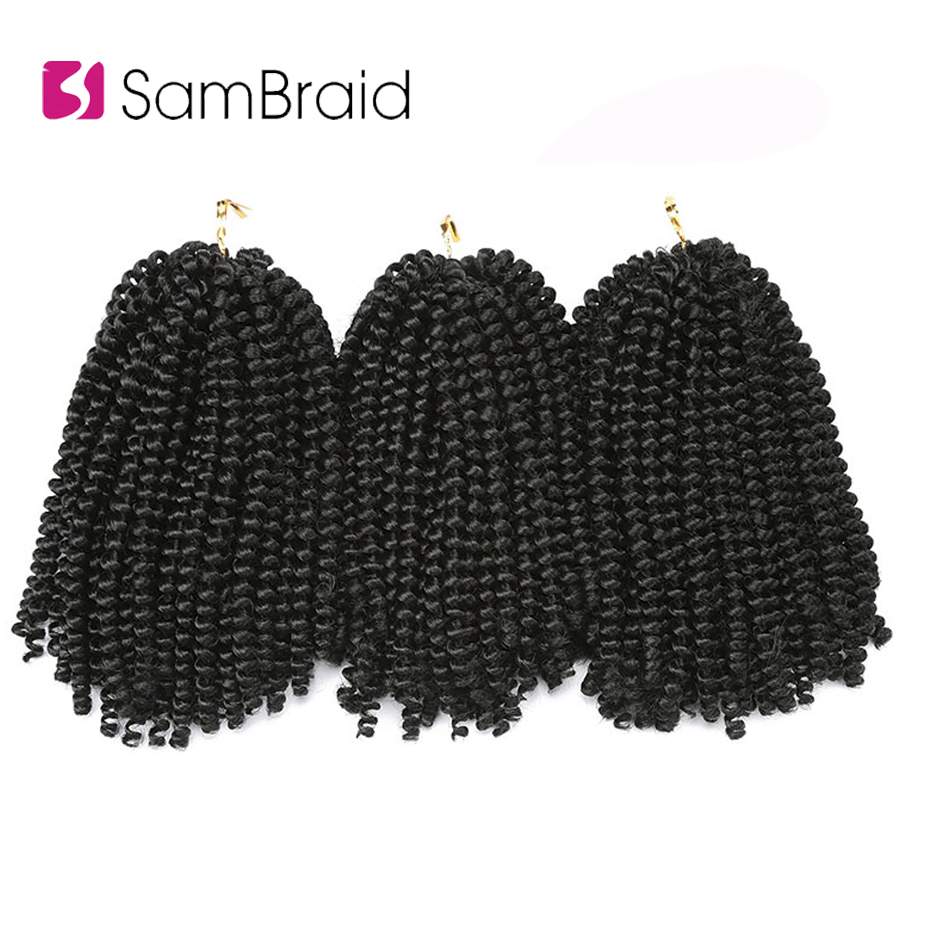 SAMBRAID Flully Spring Twist Hair Crochet Braids 8 Inch Nubian Twist Crochet Hair Synthetic Braiding Hair Extensions