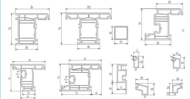 70mm casement pvc profiles