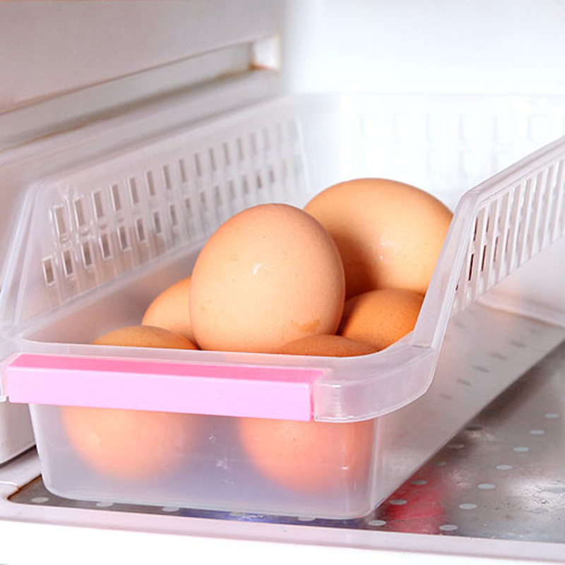 Refrigerator Fridge Freezer Slide Drawer Hollow Eggs Drawer Organizer Rack Shelf Space Saver Storage Rack Basket Kitchen Gadget
