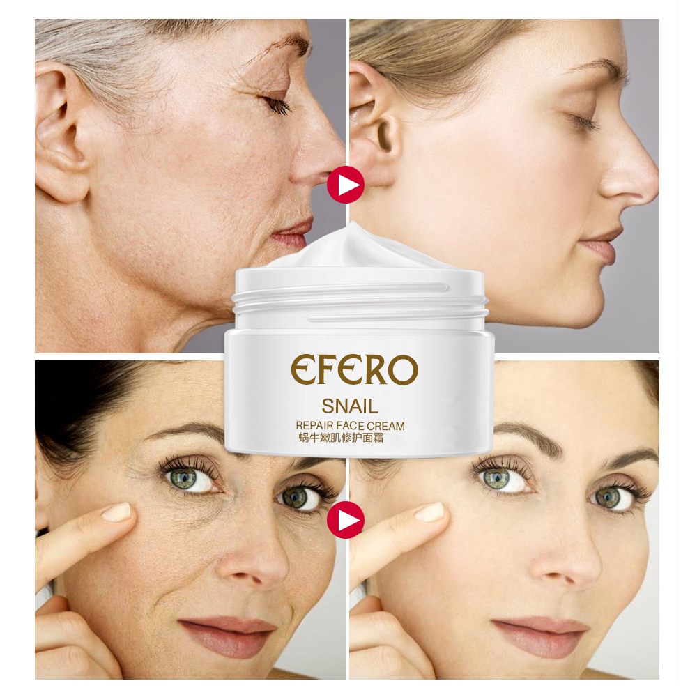 3Pcs EFERO Snail Essence Face Cream Anti Aging Wrinkle Moisturizer Eye Cream Dark Circles Eye Mask Patch Women Men Skin Care Set