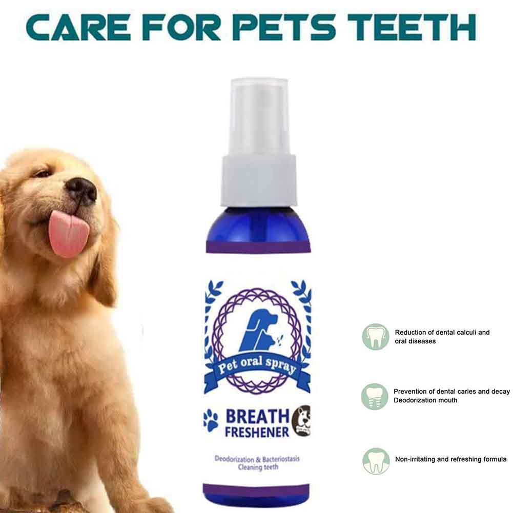 60ml Cats Dogs Anti Portable Oral Care Dental Spray Pet Breath Freshener Bad Teeth Deodorant Treatment Odor Remove