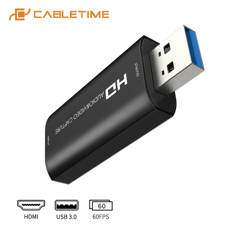 CABLETIME USB 3.0 HDMI-compatible Capture Card to USB 1080P Video Capture for Live Streaming Camera Game Recording Switch C371