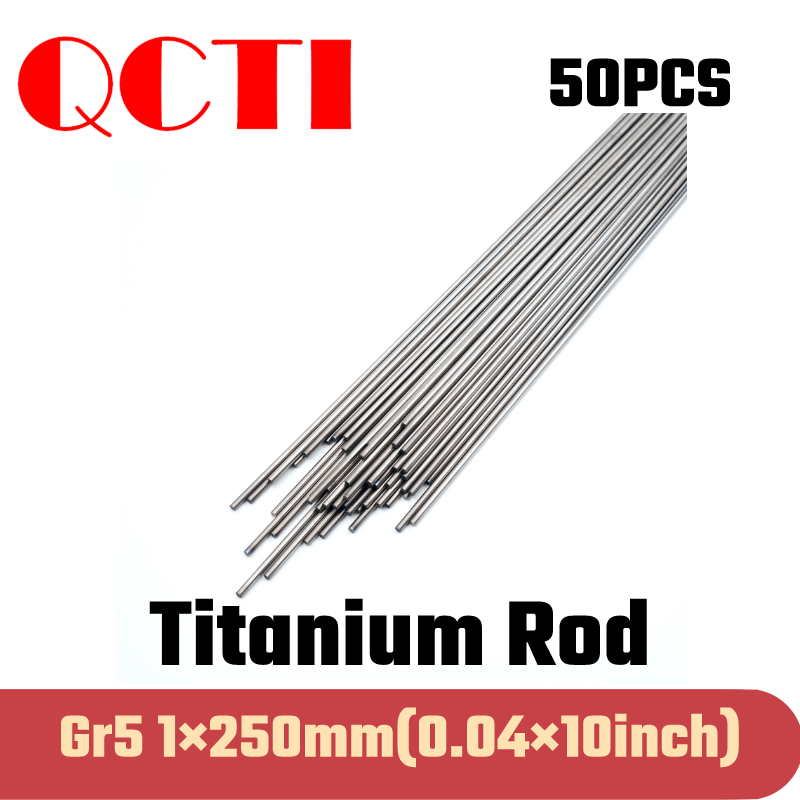 50pcs Gr5 1mm dia x 250mm length Titanium Alloy Round Bar Rod Industry Machine Use DIY Anti-corrosion Material