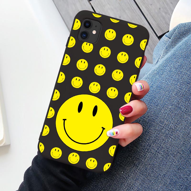 Cartoon Funny Fresh Smile Phone Case For iphone 12 11 Pro Max 6s 7 8 Plus XR Soft Yellow Smile Cover for iphone X XS MAX SE2020