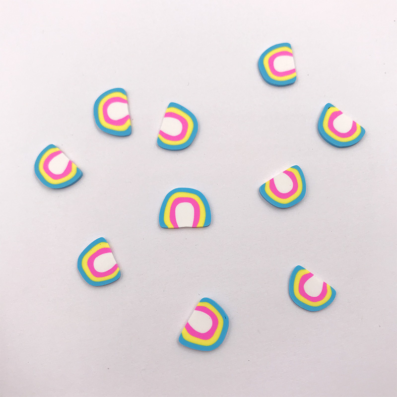 50g/lot Cute Rainbow Fiom Polymer Hot Soft Clay Sprinkles For Crafts DIY Making Nail Art Decorations Slime Filling Material:10mm