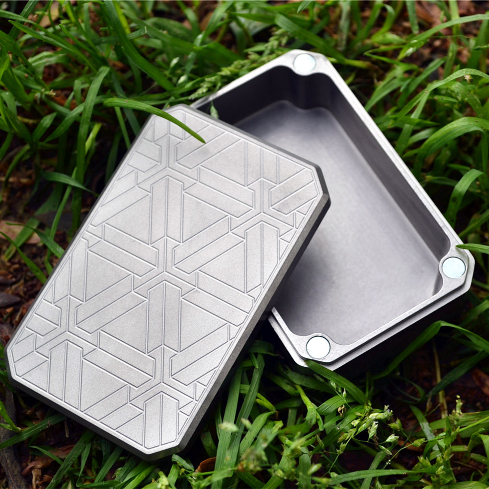 New EDC Case Titanium Container Daily Storage Metal Box For Tiny Things Magnetism Match Case Outdoor Camping Tool