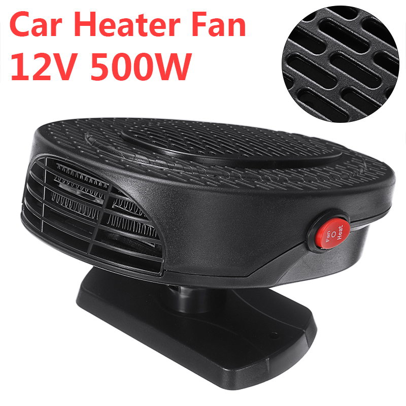 1pc 2 In 1 12V 500W Auto Car Heater Portable Truck Heating Cooling Fan Adjustable With Swing-out Winter Defrosts Defogger Tool