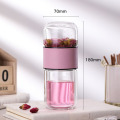 ZOOOBE Tea Water Bottle Travel Drinkware Portable Double Wall Glass Tea Infuser with Stainless Steel Filters