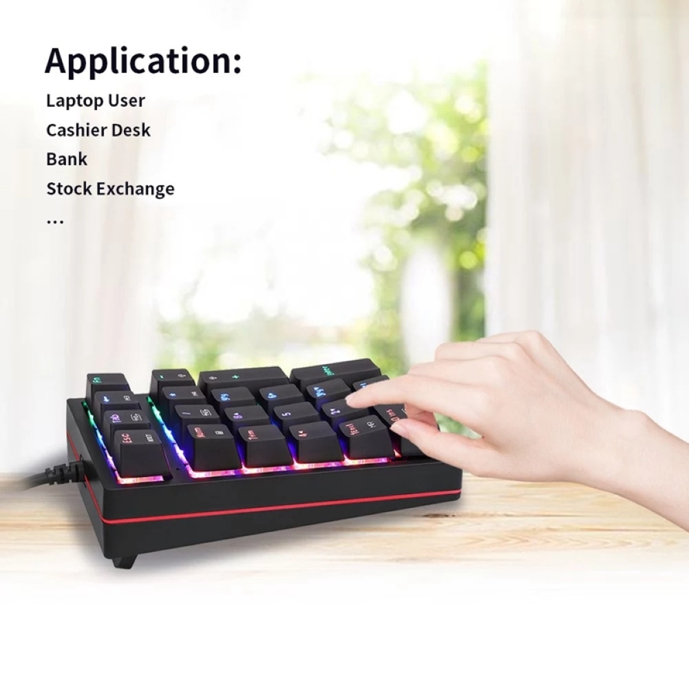 Blue/Red Switch K24 USB Wired Mechanical Numeric Keypad 21 Keys Mini Numpad With RGB Backlight Keyboard Extended Layout
