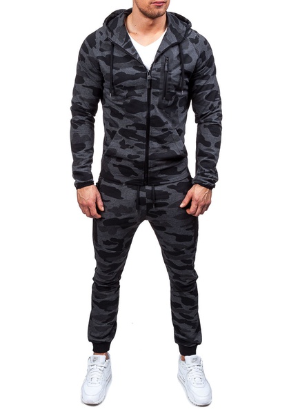 ZOGAA Men's Tracksuit Fashion Camouflage Sweatshirt + Jogging Pants 2 Piece Set Casual Outwear Suits Hooded Sweat Track Suit Men