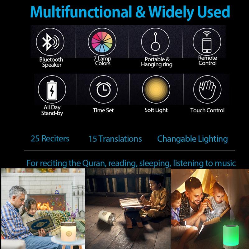 Quran Reader Muslim Speaker touch light speaker bluetooth wireless koran Mini Player speaker wireless speaker set caixa de som