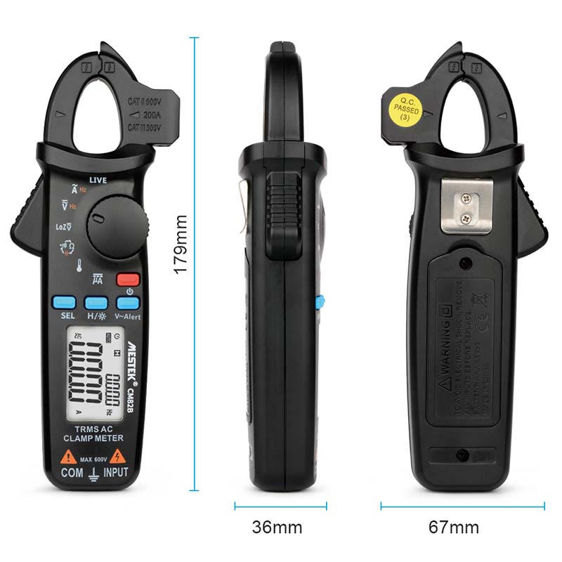 MESTEK CM82B RMS Digital Clamp Meter DC AC Current Voltage Ampere NCV Ohm Tester Ammeter Multimeter Electrician Tool