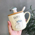 Creative cartoon hamster mug with lid spoon, 400ml teacup coffee ceramic mugs office cup office Drinkware couple cup gift