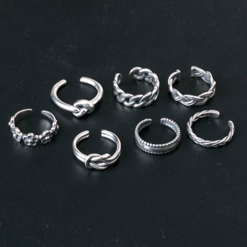 New 7PCS Adjustable Toe Ring for Women Girls Lower Knot Simple Knuckle Stackable Open Tail Ring Band Hawaiian Foot Jewelry