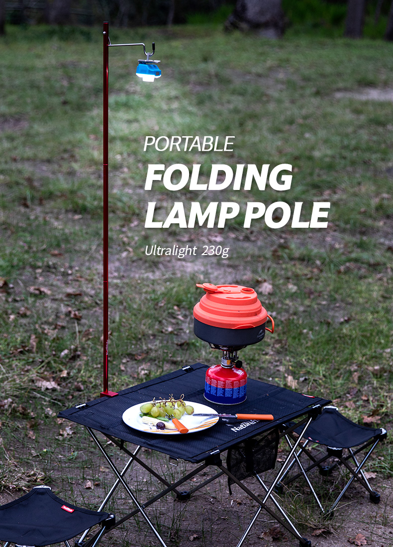 Naturehike Portable Folding Lamp Pole Ultralight Hiking Camping Aluminum Alloy Small Light Pole Travel Picnic 230g