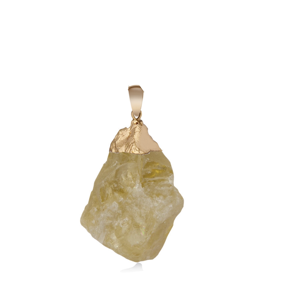 Natural Crystal Pendant Necklace Raw Stone Gemstone Gold Plated Healing Irregular Handmade Jewelry for Women