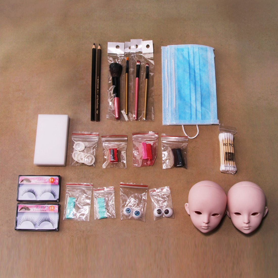 Beginner DIY Beginner Makeup Tools Kit For BJD Doll (15 Tools / No Gloss Oil, Makeup Remover And Glue)