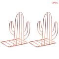 2PCS/Pair Creative Cactus Shaped Metal Bookends Book Support Stand Desk Organizer Storage Holder Book Shelf