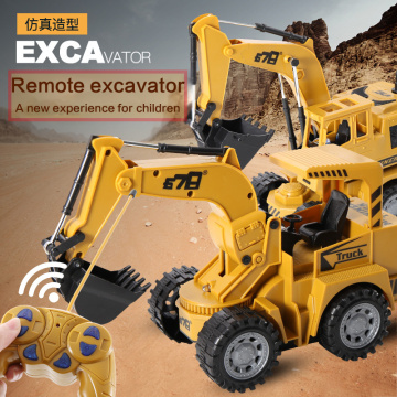 Fashion 8077E RC Truck Remote Control Excavator Electric Construction Toy RC drilling Truck for Children Crane Bulldozer Toys