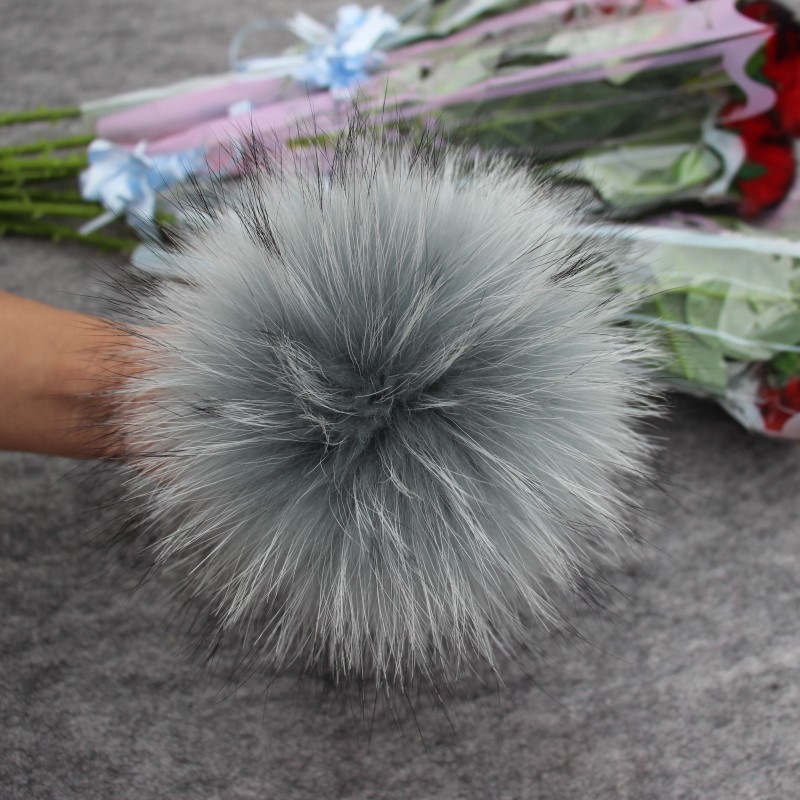 5pcs/ lot DIY 13-14cm Raccoon and Fox Fur pom poms fur balls for knitted hat cap beanies and scarf real fur pompoms