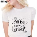 Feather T Shirts Women it's LeviOsa not LeviosA Letter print Funny graphic tees women Fashion Soft Casual White T shirts Tops