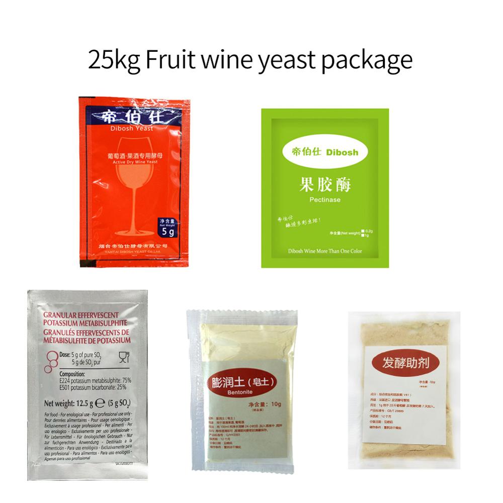 25kg fruit wine yeast package family Winemaking wine accessories pectinase Active Dry wine yeast fermentation aid Bentonite