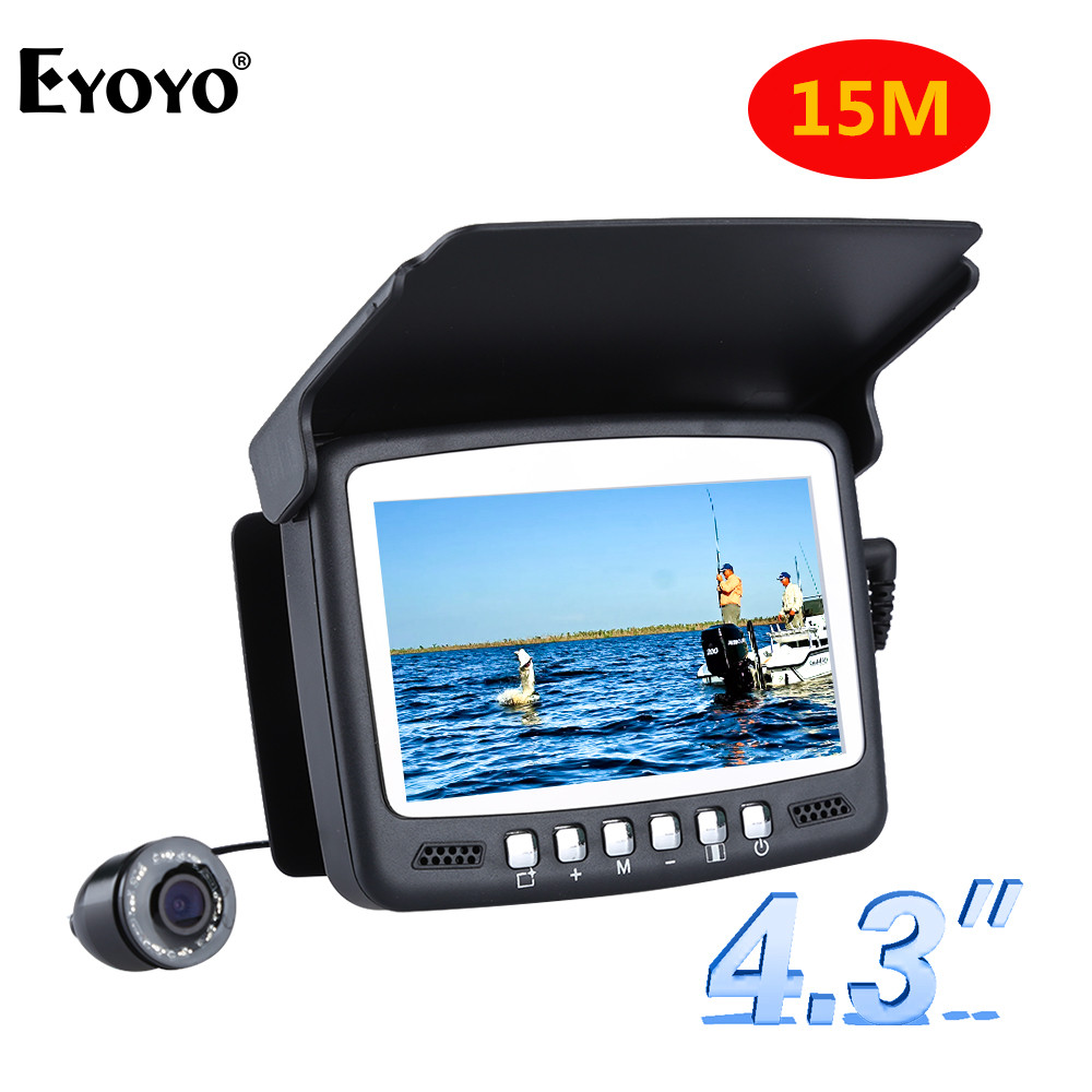 Eyoyo Underwater Fishing Video Camera 4.3"Color HD Monitor 8pcs Infrared LED 15m Professional Fish Finder Ice Fishing Camera