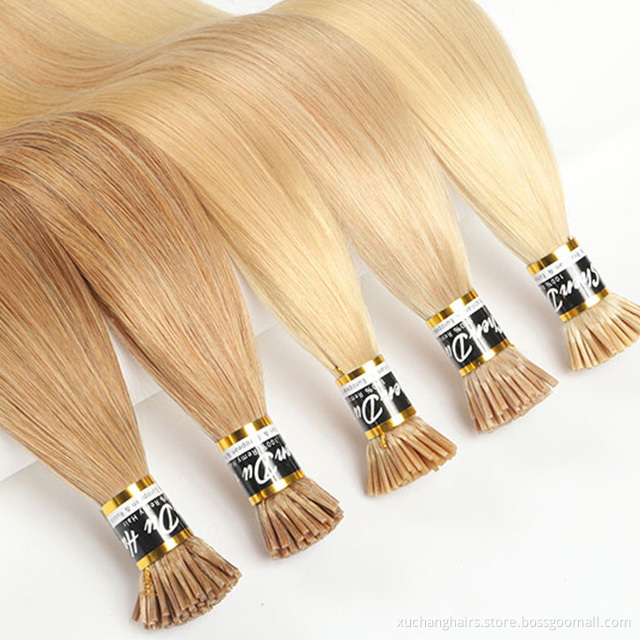 double drawn itip human hair extension hair remy vendor cuticle aligned virgin keratin straight i tip hair extensions wholesale