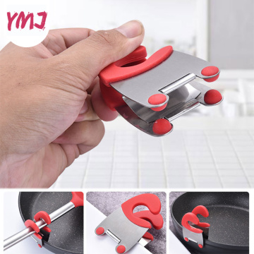 Stainless Steel Pot Clip Pan Scoop Clamp Tongs Holder for Pot Pan Spoon Holder Spatula Storage Rack Kitchen Cooking Tools