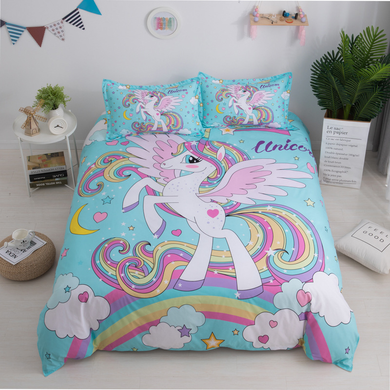 luxury 3D Digital unicorn Bedding Set,Duvet Cover & Pillowcase,Popular Style 2/3pcs.(No padding No sheet)