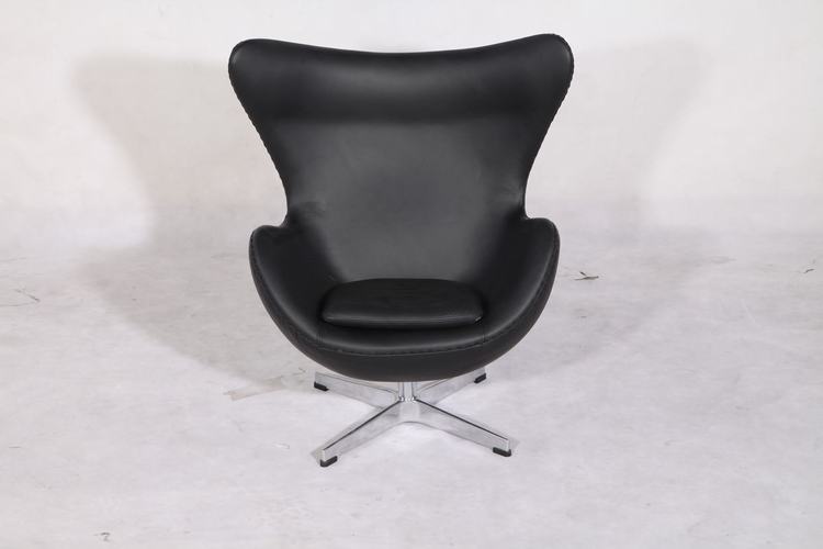 egg chair in black leather