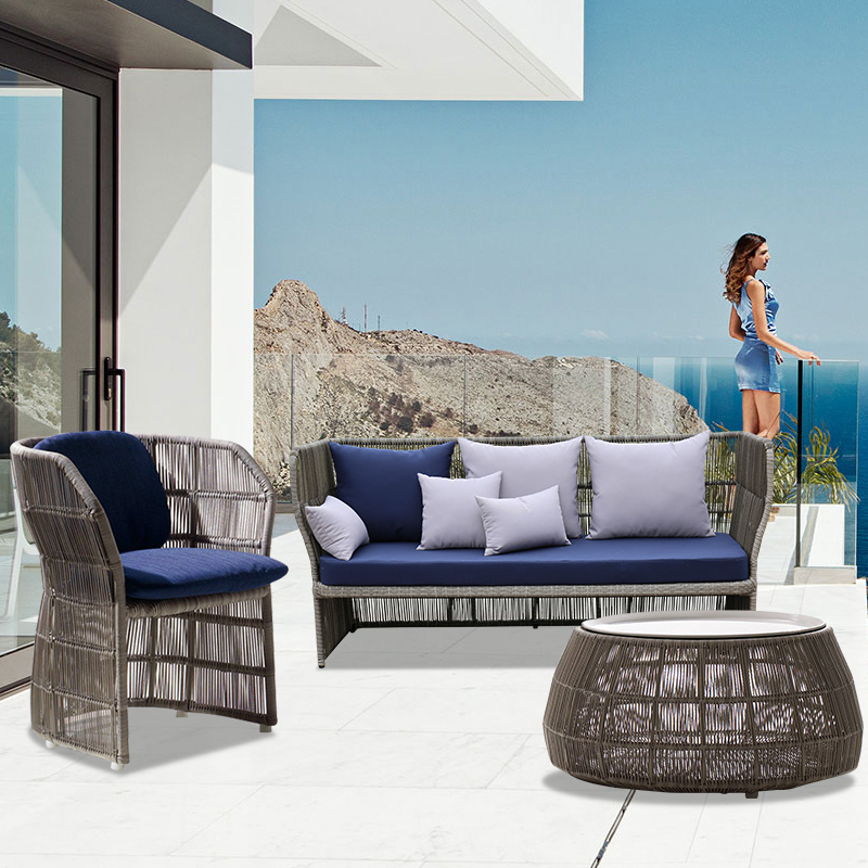 Karoisoutdoor Creative Rattan Sofa Garden Balcony Hotel Wicker Chair Size Simple Modern Rattan Sofa
