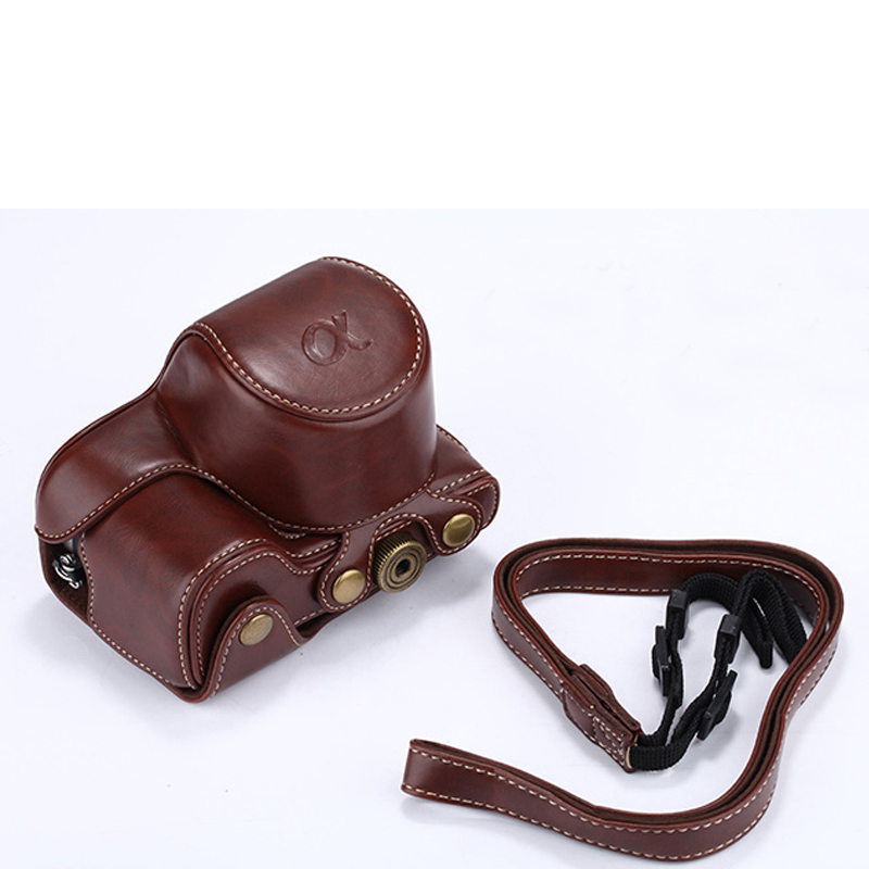 PU Leather Camera Case For Sony Alpha A6000 A6300 16-50mm Lens Retro Vintage Bag