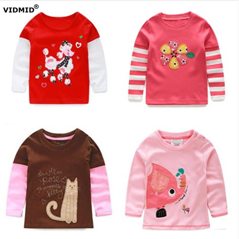 Girls T-shirt Kids Tees Baby girl shirts Long Sleeve tees Cotton Top Quality children clothes cartoon baby clothing t-shirts