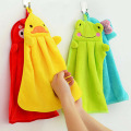 Cleaning Rag Coral Fleece Cartoon Animal Hand Towel with Hanging Ring Kitchen Tool J2Y