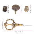 LMDZ 4pcs Portable Safety Sewing Scissors Thread Cutter Metal Brass Sewing Thimble Vintage Scissors Patchwork Tool DIY
