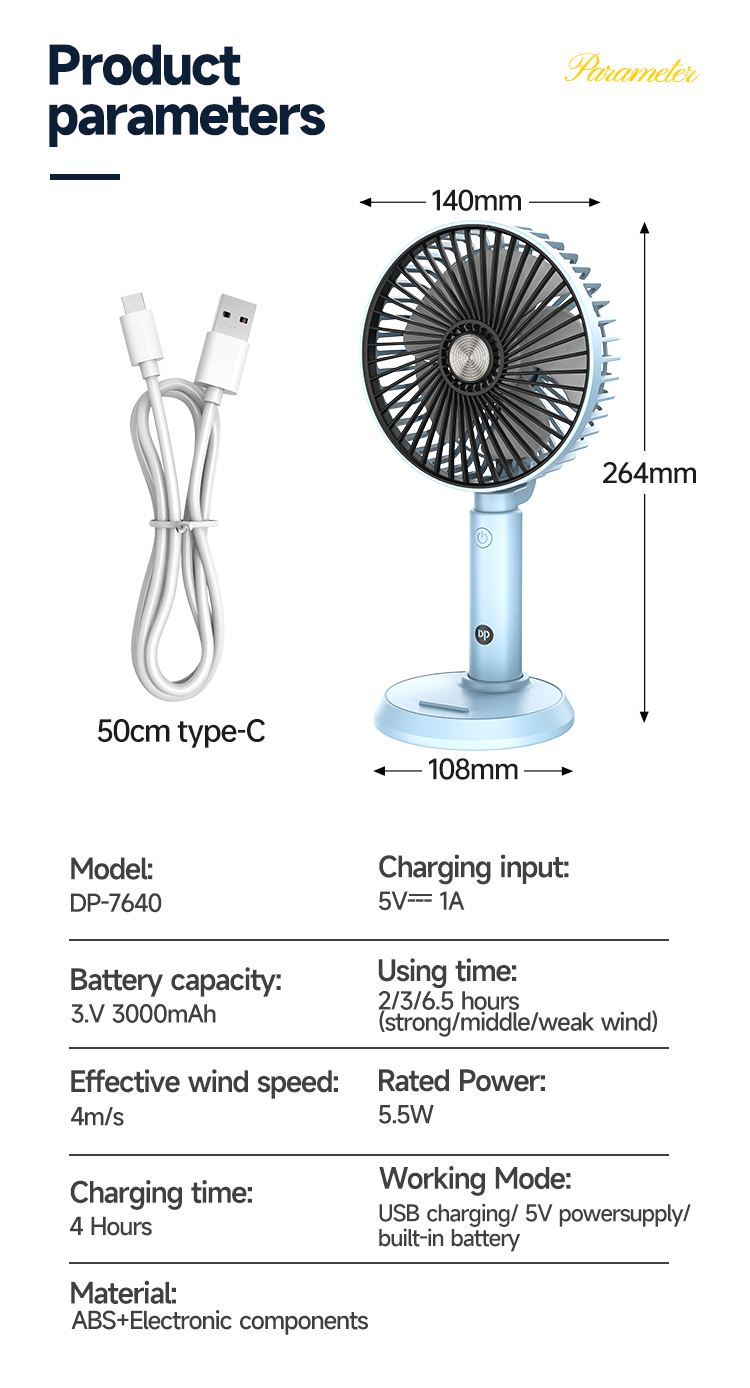 Portable Desktop USB-C Table Fan Rechargeable 90 Degree Rotary-7640-detail-9