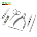 7pcs Manicure Set and kit Pedicure Scissor Tweezer Knife Ear pick Utility Nail Clipper Kit ,Stainless steel Nail Care Tool Sets