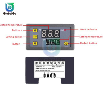 W3230 12V 24V AC110-220V 20A Digital Temperature Controller Sensor LED Display Thermostat With Heat/Cool Control Instrument