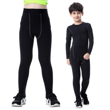 Quick-drying Child Kids Boy Girls Compression Cycling Long Bicyle Black Trousers Skin Tight Pants