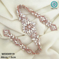 (1PC) Wedding belt silver rhinestone applique rose gold bridal crystal beaded applique iron on for wedding dresses WDD0919