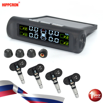 Car TPMS Tire Pressure Alarm Monitor System High Brightness Colorful Display Internal/External Solar Power + USB Charging