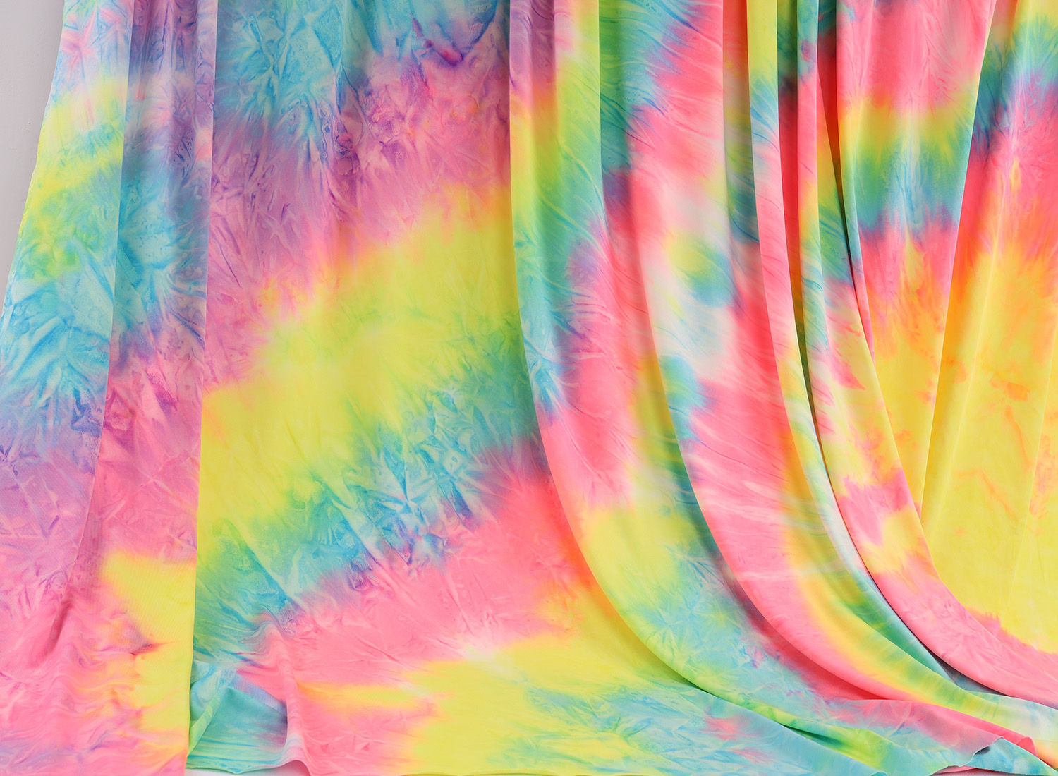 Rainbow Tie Dye Spandex Stretch Lycra Fabric Knit for Dancer Swimwear Sold By The Yard